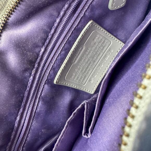 COACH F17638 Quilted Patent Leather Shoulder Bag | Taupe Gray Pop Pocket Hobo - Picture 8 of 10